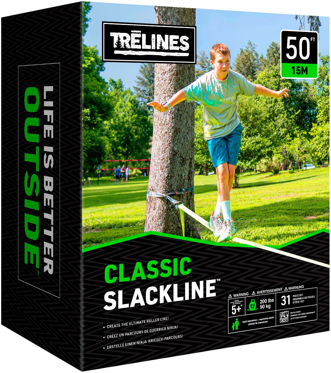 TRELINES Slackline Klassische Slackline – 15 m