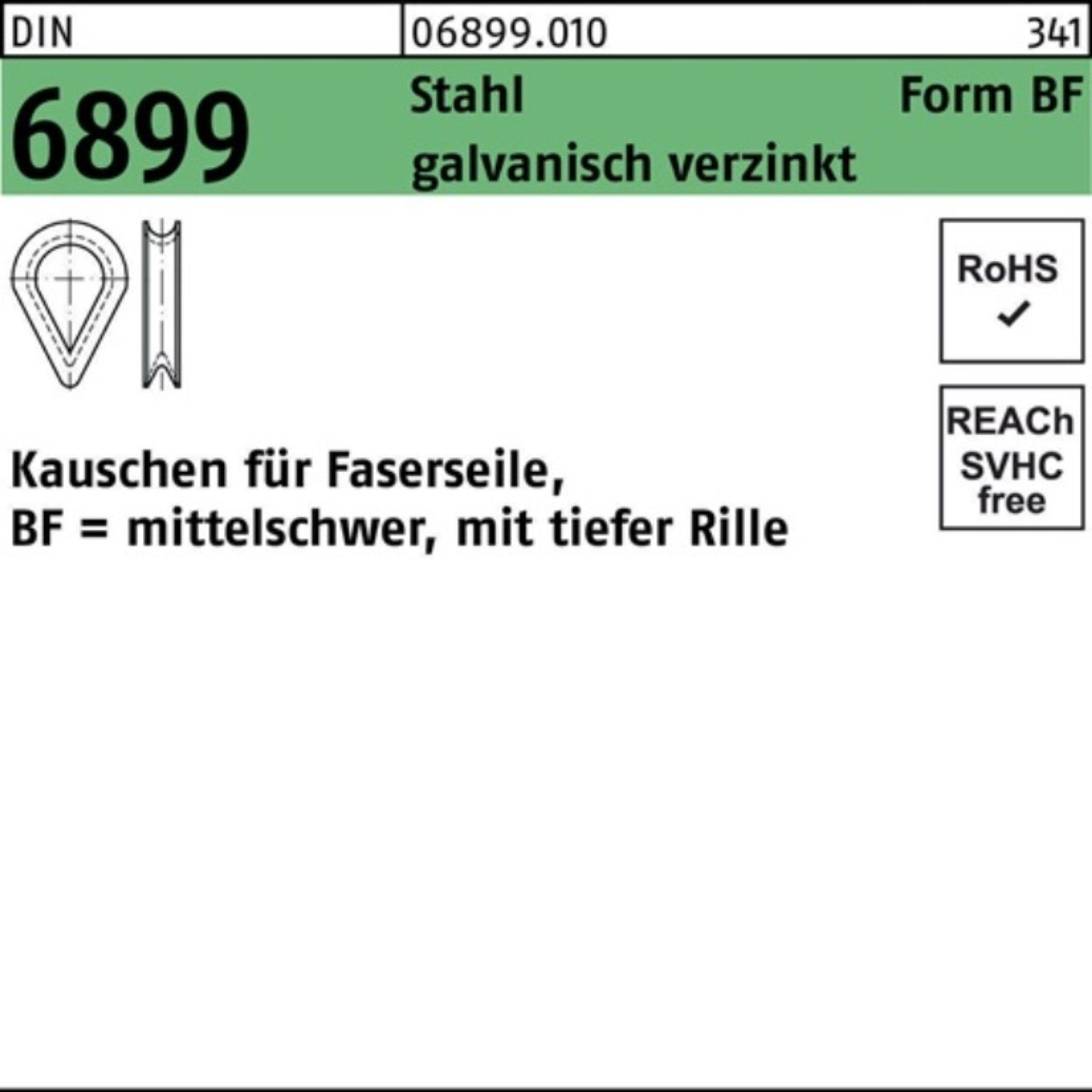 Reyher Kausche 100er Pack Kauschen BF 6 / RW 7 DIN 6899 Stahl galvanisch verzinkt