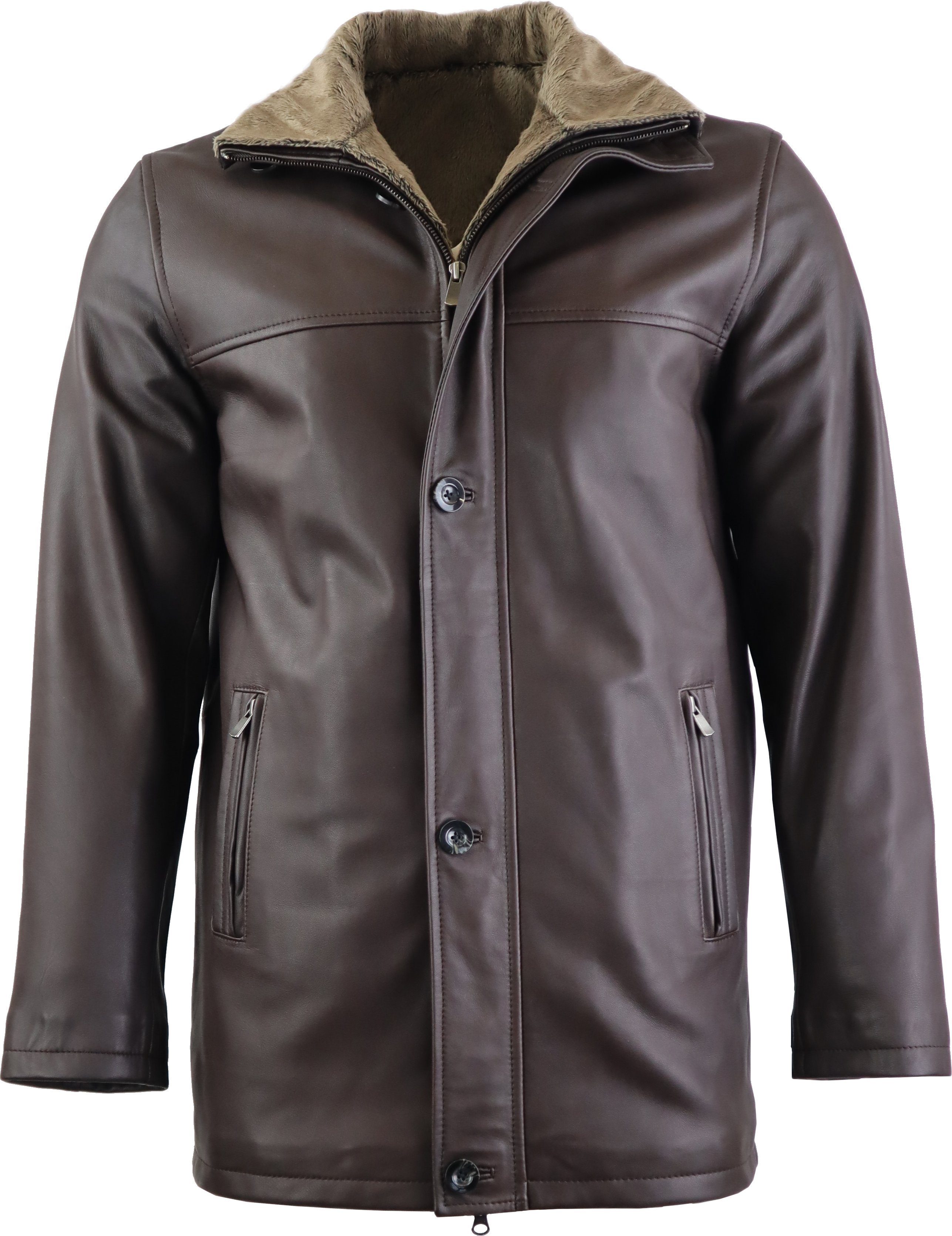 RICANO Lederjacke Jemenez Ledermantel aus Lamm-Nappa und mit abtrennbarem Kunstfell-Futter