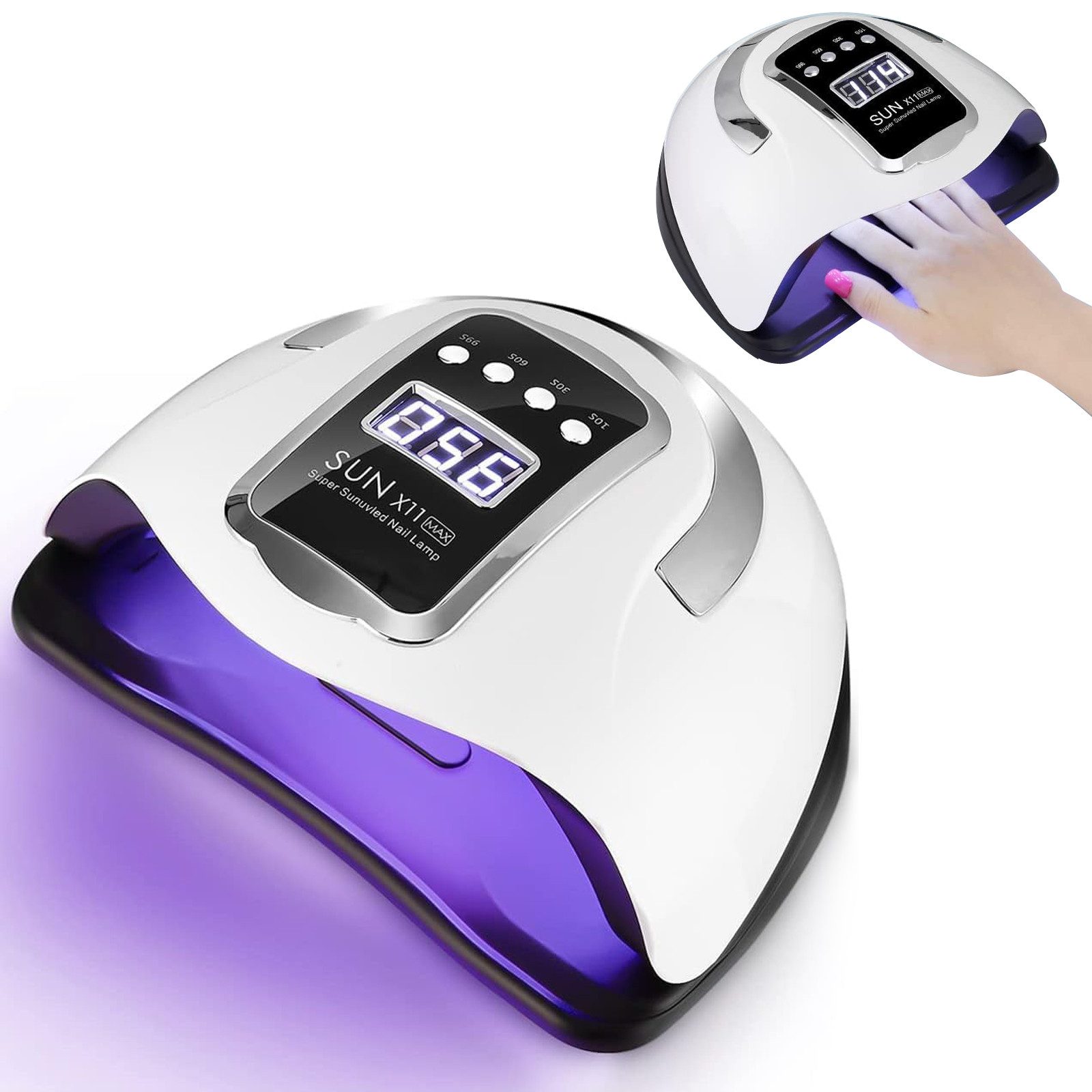 LEAZZLE Lichthärtungsgerät UV LED Nagellampe, Nagellampe LED, , Lichthärtungsgerät für Gelnägel mit 4 Timer & LCD Display, X11 Nailart-Lampe 280W, 66 LEDs, schnell & professionell