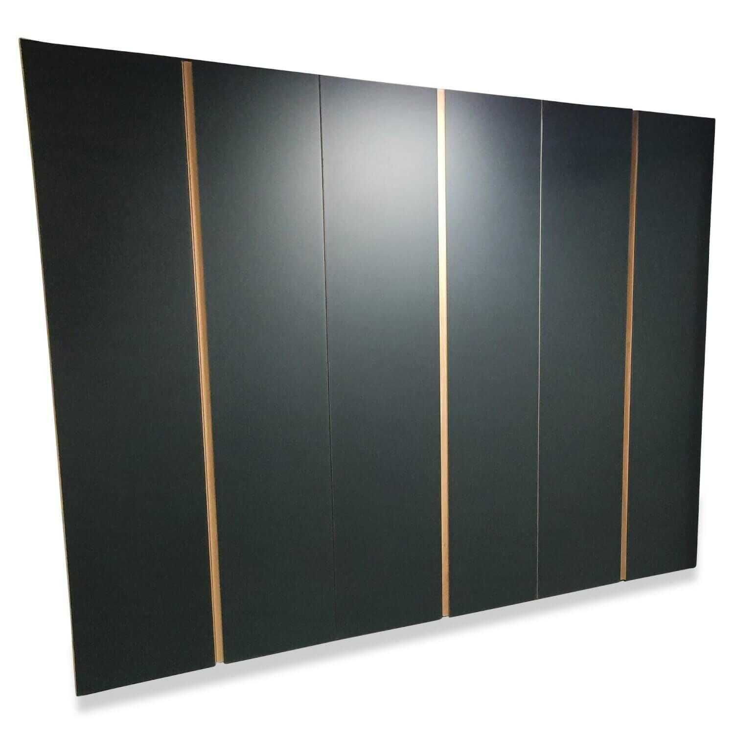 hülsta Kleiderschrank Kleiderschrank Solid Eiche Hell Geölt Hinterlackiertes Glas Anthrazit