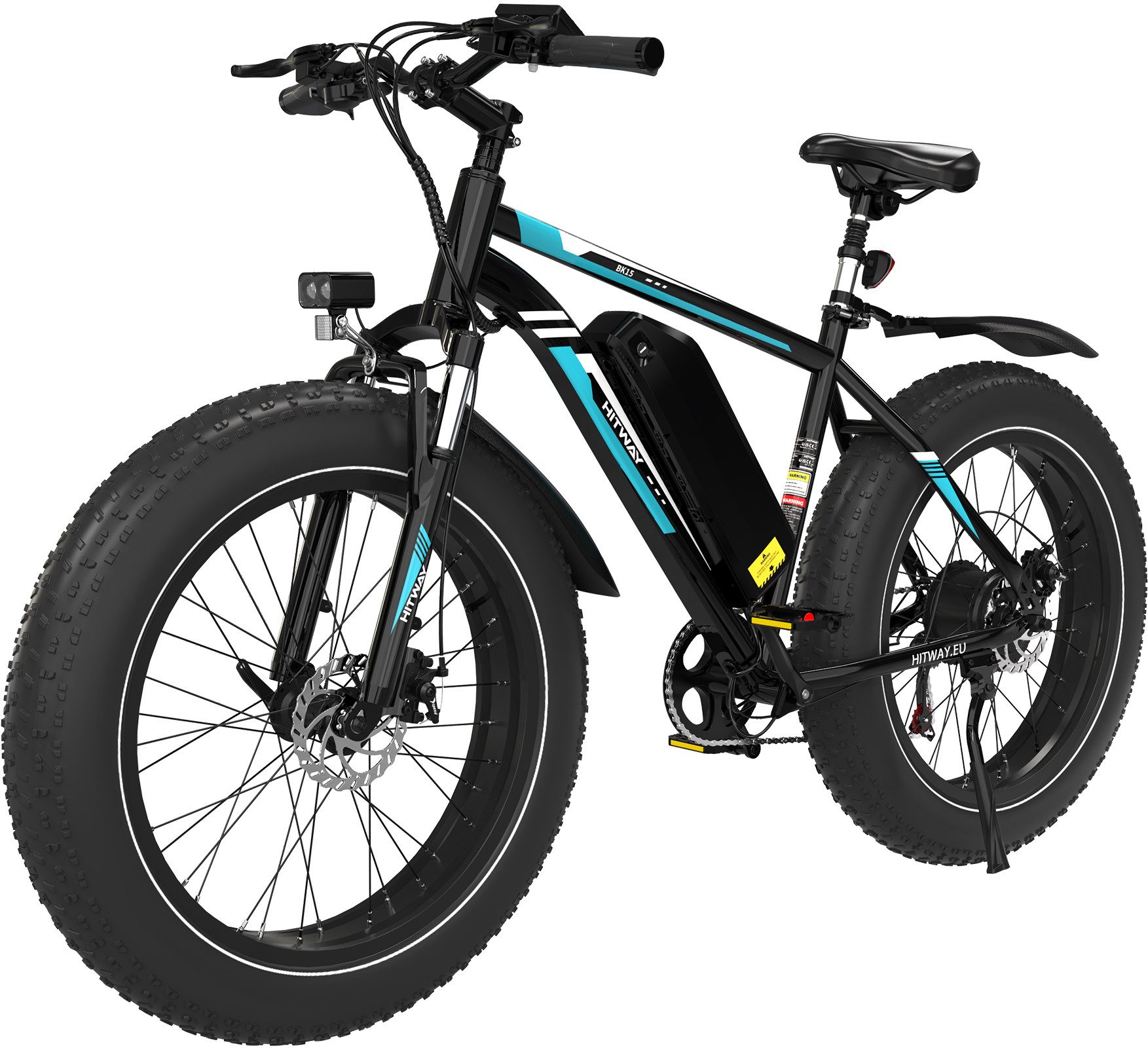 HITWAY E-Bike Mountainbike 26*4,0 Zoll Elektrofahrrad 48V15,6Ah Akku max. 60-120km, 7 Gang, Kettenschaltung, 250 W Heckmotor, 748.8 Wh, MTB E Mountainbike Pedelec Snowbike für Damen u. Herren mit APP