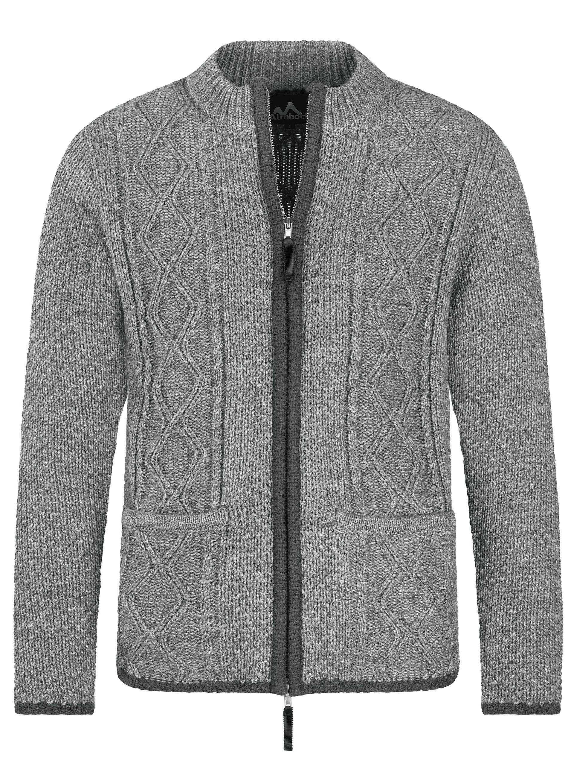 Almbock Trachtenstrickjacke Strickjacke Chris (1-tlg) grau