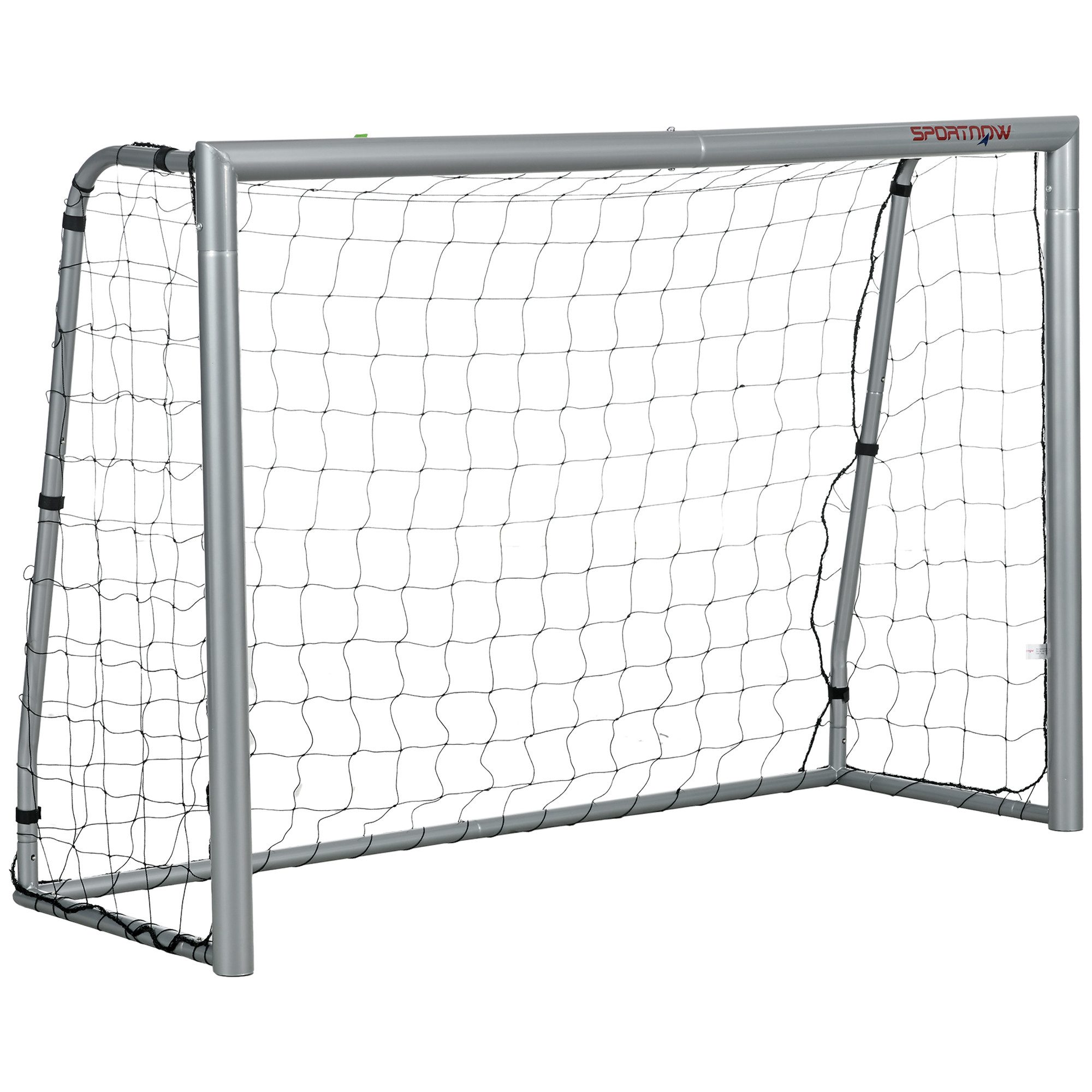 SPORTNOW Fußballtor für Kinder und Erwachsene (Fußball-Tor, 1 St., PE-Netzgewebe), 240 x 85 x 160 cm, Stahl, PE, für Garten, Fußballtraining, Grau