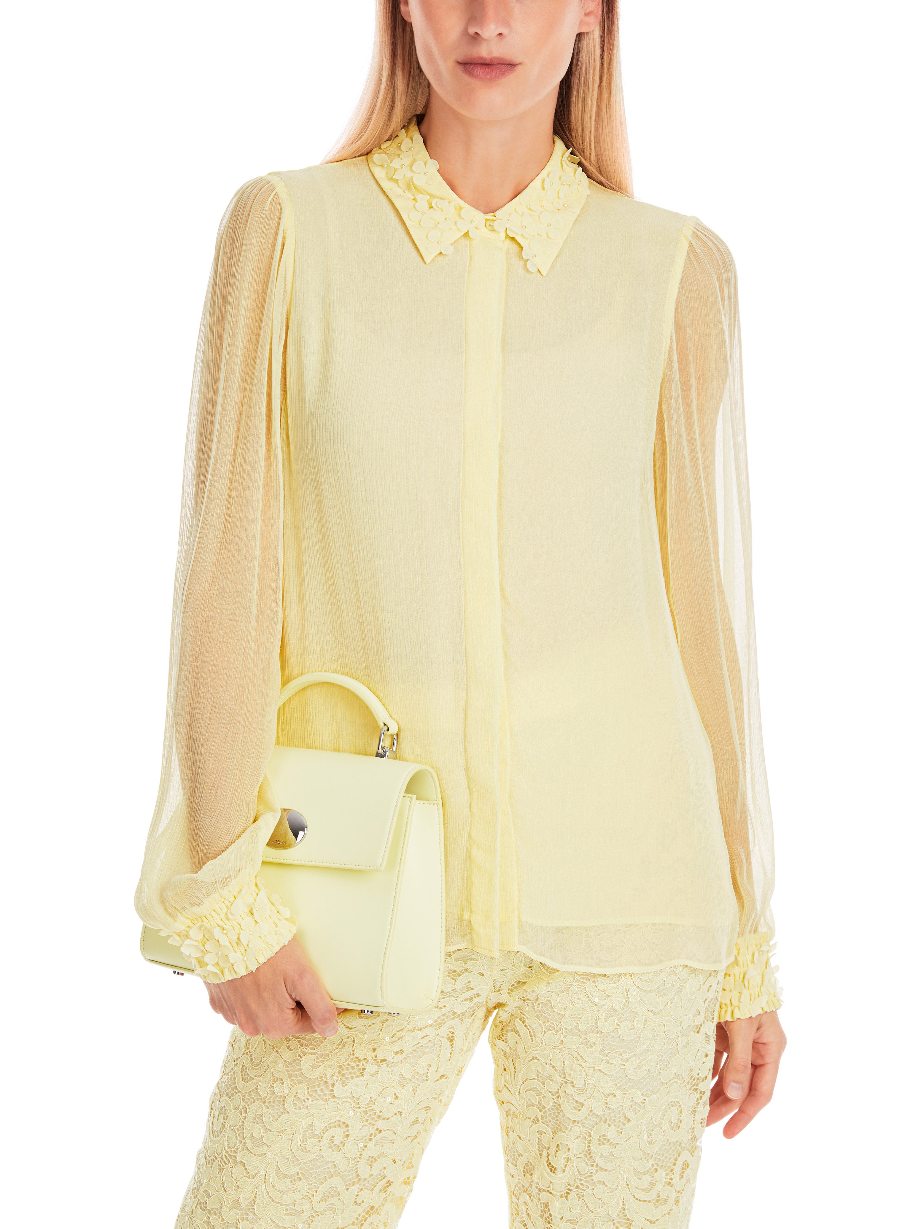 Marc Cain Hemdbluse "Dew Drop" Glam Party Premium Damenmode Hemdbluse aus zartem Viskose-Crêpe