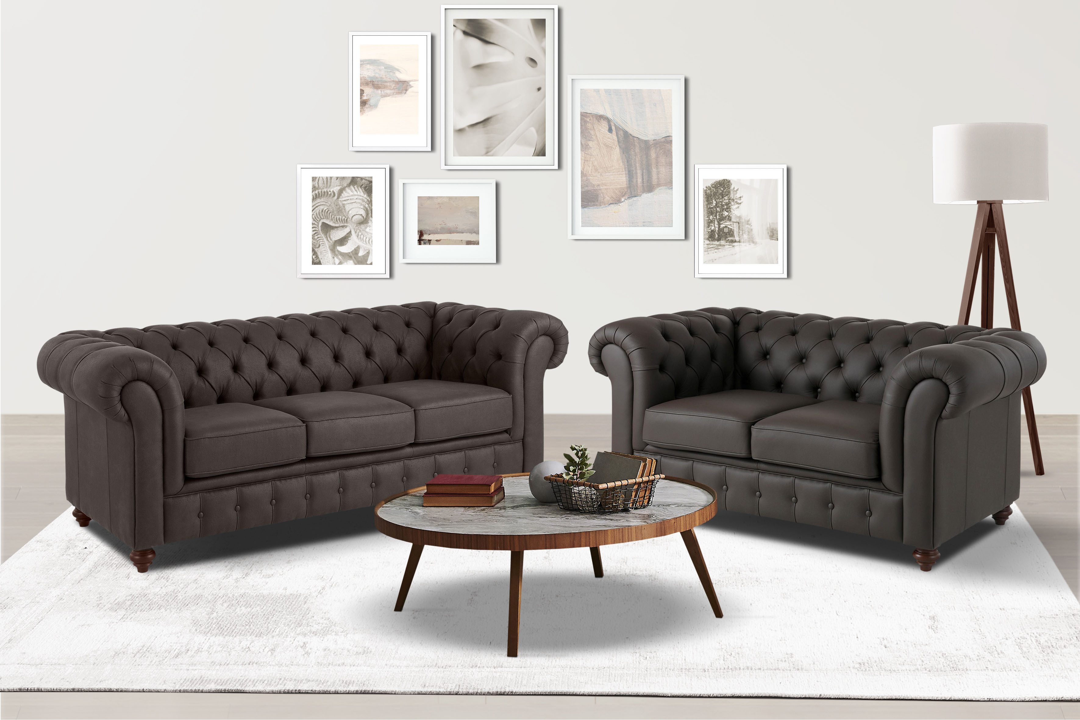 Home affaire Sitzgruppe Chesterfield, (2-tlg), hochwertige Knopfheftung, bestehend aus 2- und 3-Sitzer