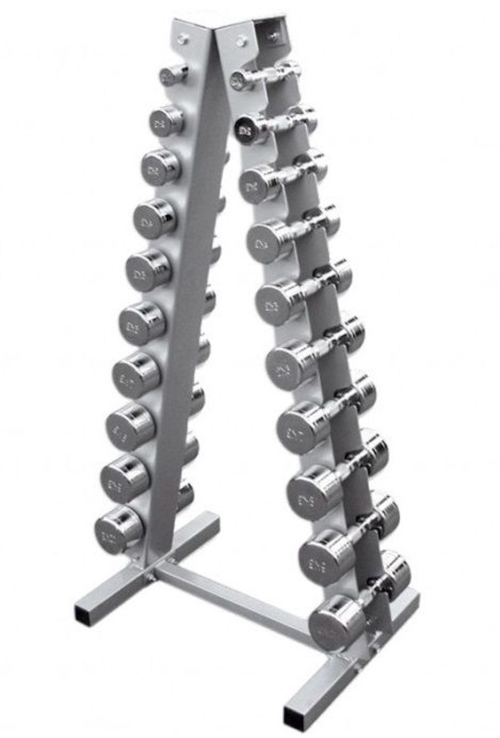 Power-Xtreme Hantel Ergonomisches Chrom Kurzhantel Set inklusive Chrom Hantel Pyramide, 10 Kurzhantel-Paaren inkl. Chrom Hantel Pyramide