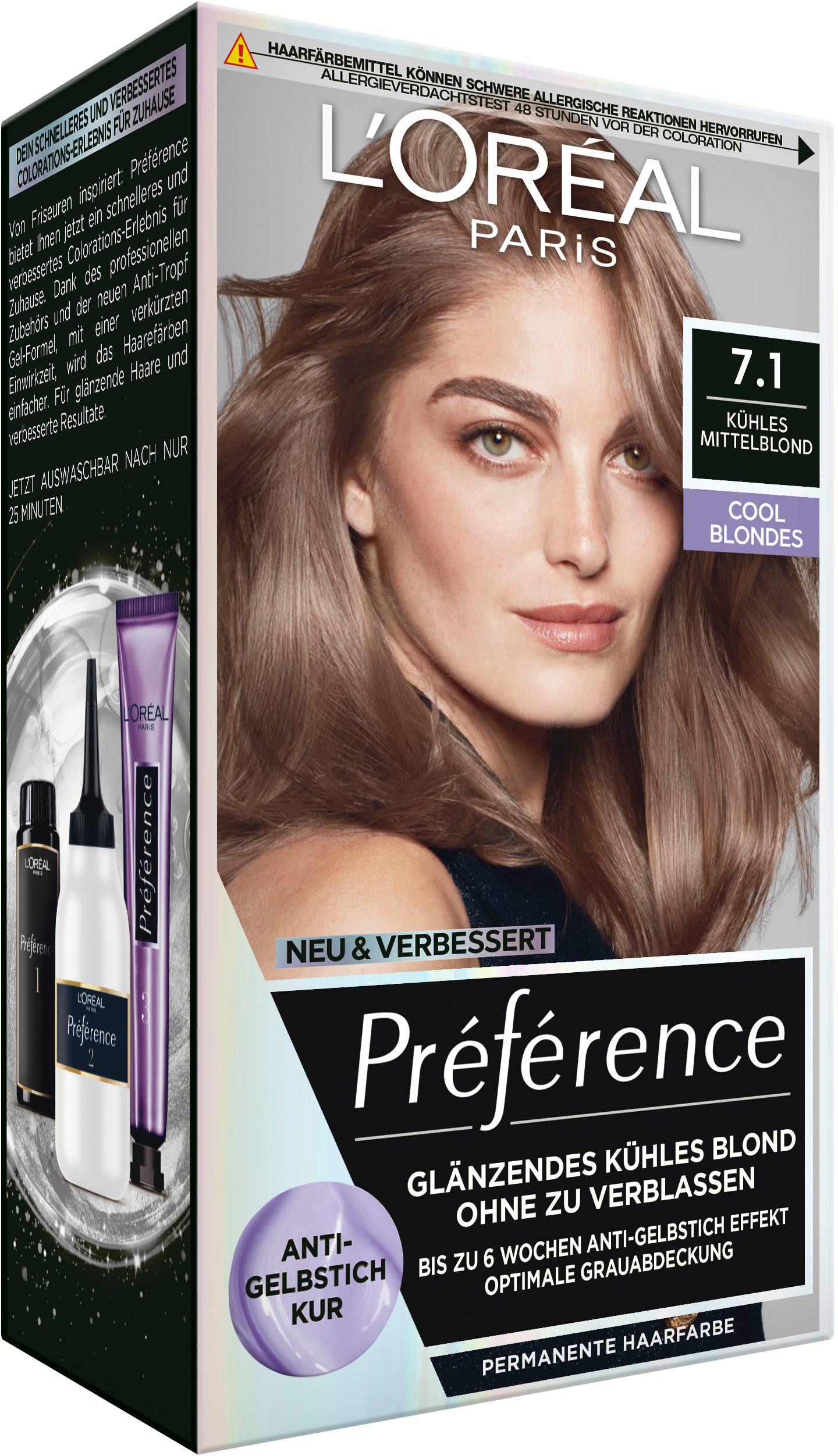 L'ORÉAL PARIS Coloration Préférence Cool Blondes, Packung, 3-tlg., mit pflegender Formel