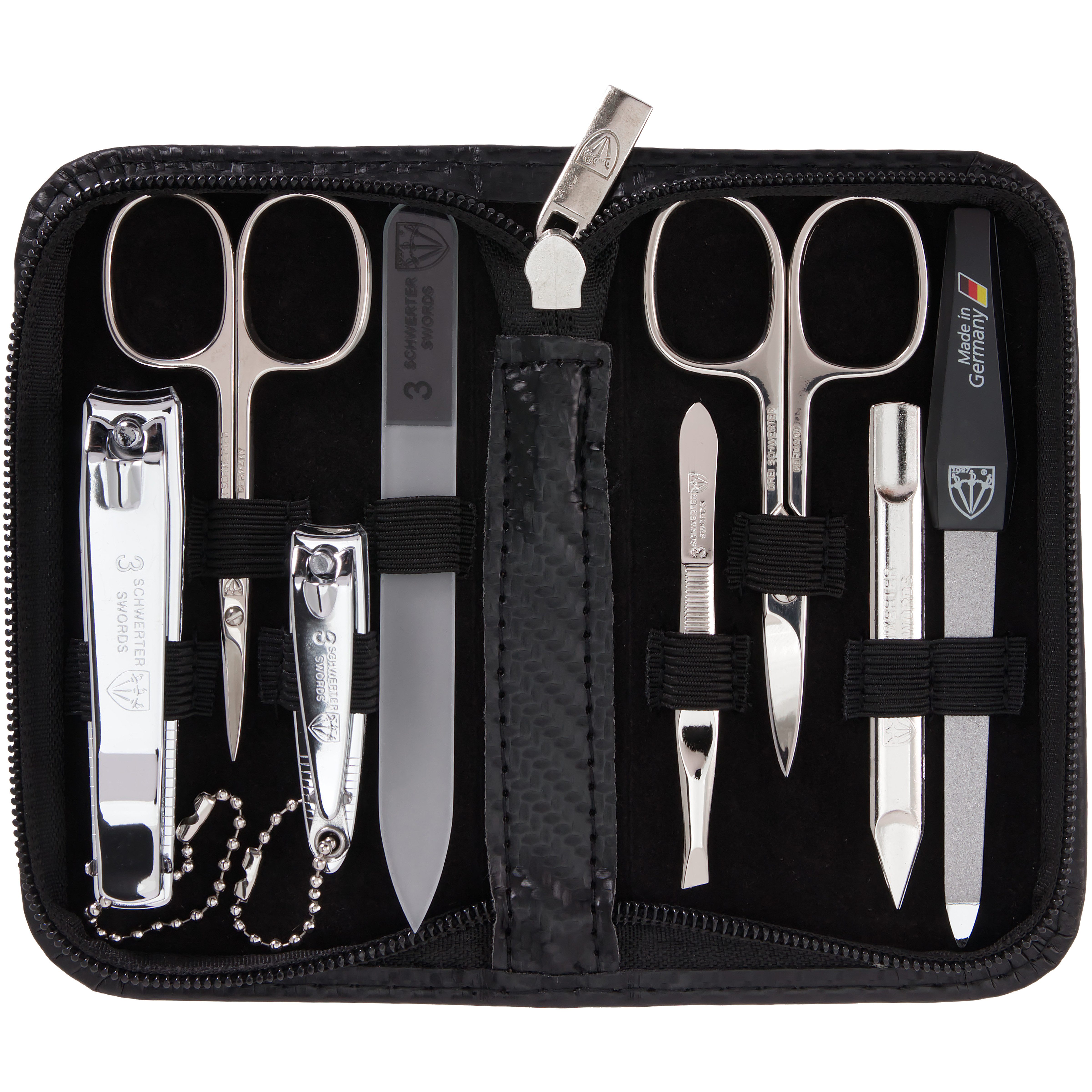 3 SCHWERTER Maniküre-Etui Nagelpflege, Maniküre Set "Berlin" mit Etui, 8 tlg., hochwertiges Nagelset, Made in Germany