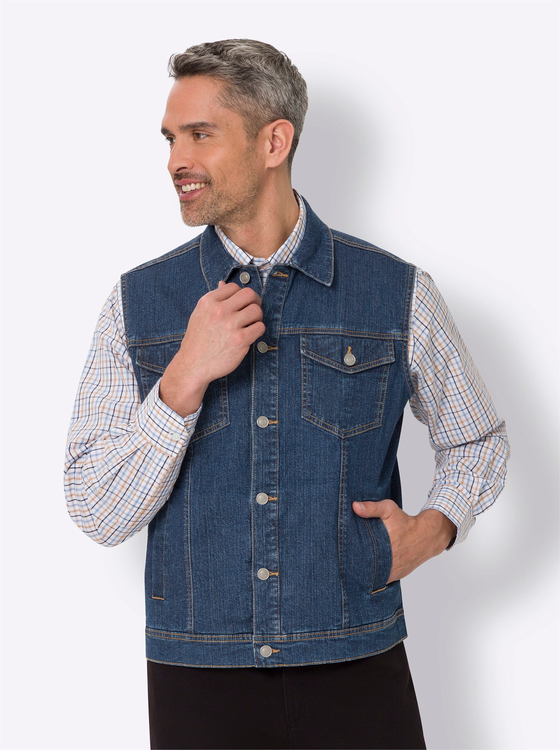 Sieh an! Jerseyweste Jeans-Weste