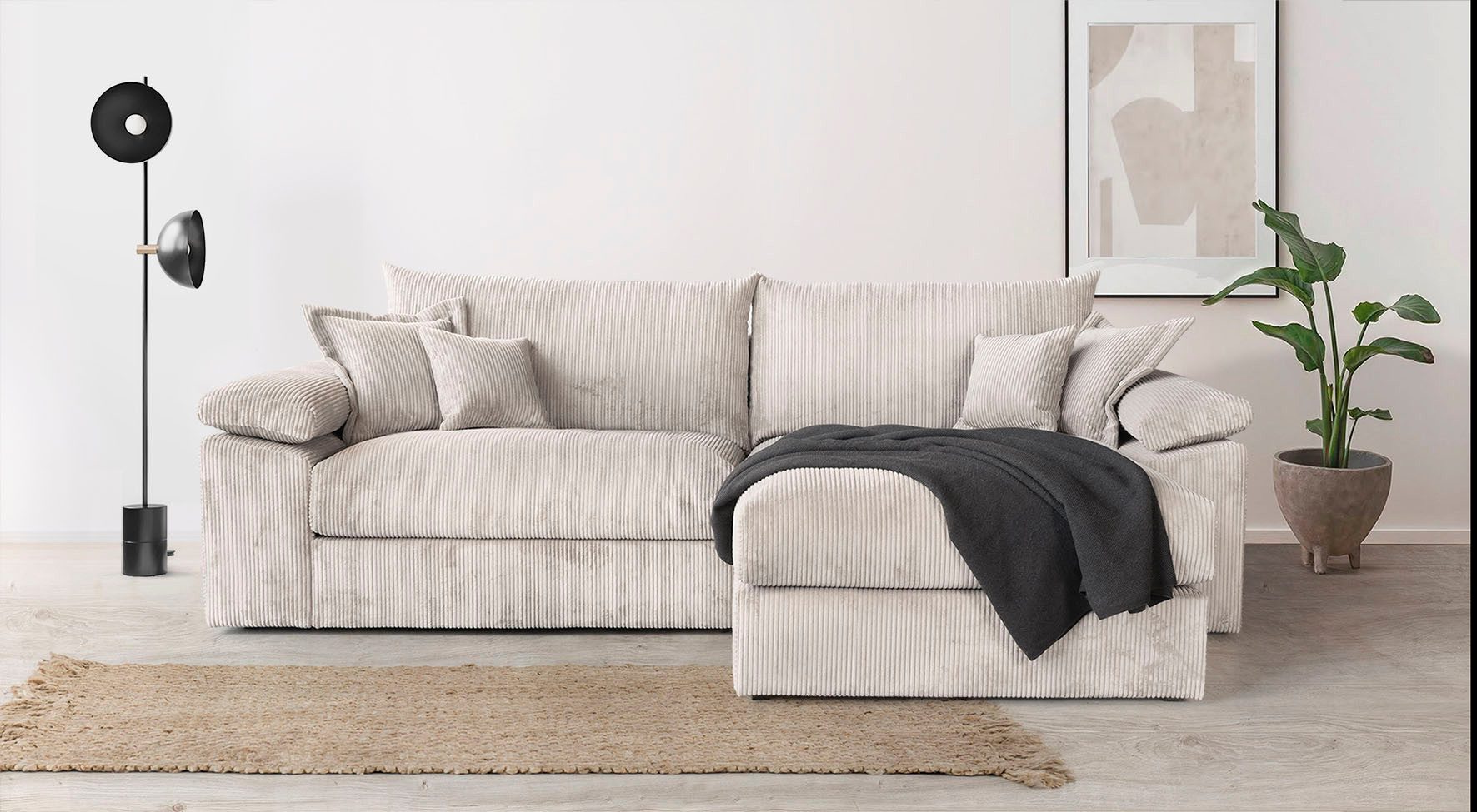 Home affaire Ecksofa Soft&Cosy XXL L-Form - Breite 303 cm, Mega-Sofa, in Cord, Federkern-Polsterung