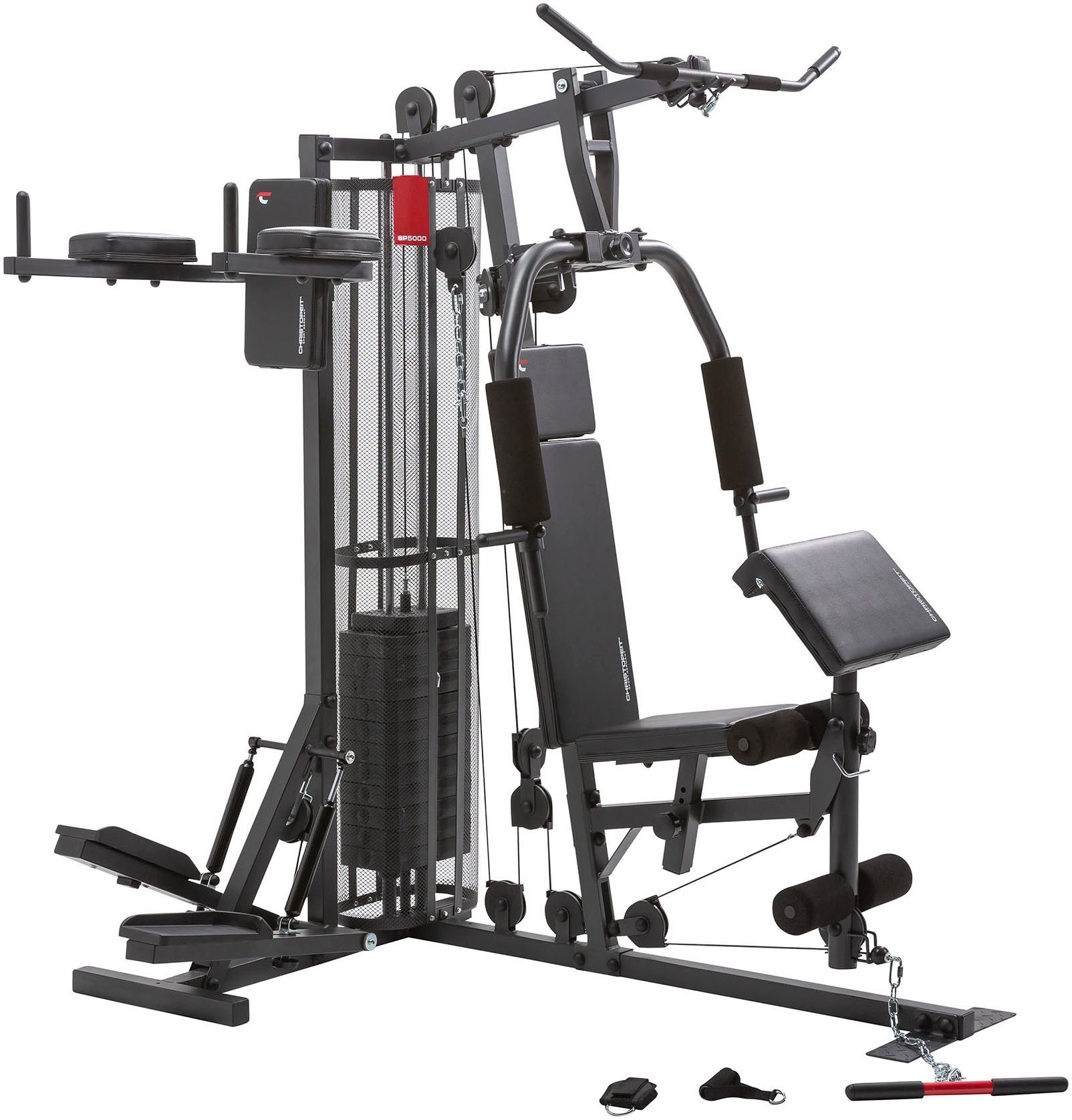 Christopeit Sport® Kraftstation Kraftstation SP 5000, 12 Gewichtsblöcke (Butterflystange, Latzug, Ruderfunktion und mehr), multifunktionale Fitnessstation, max. Trainingsgewicht 70 kg