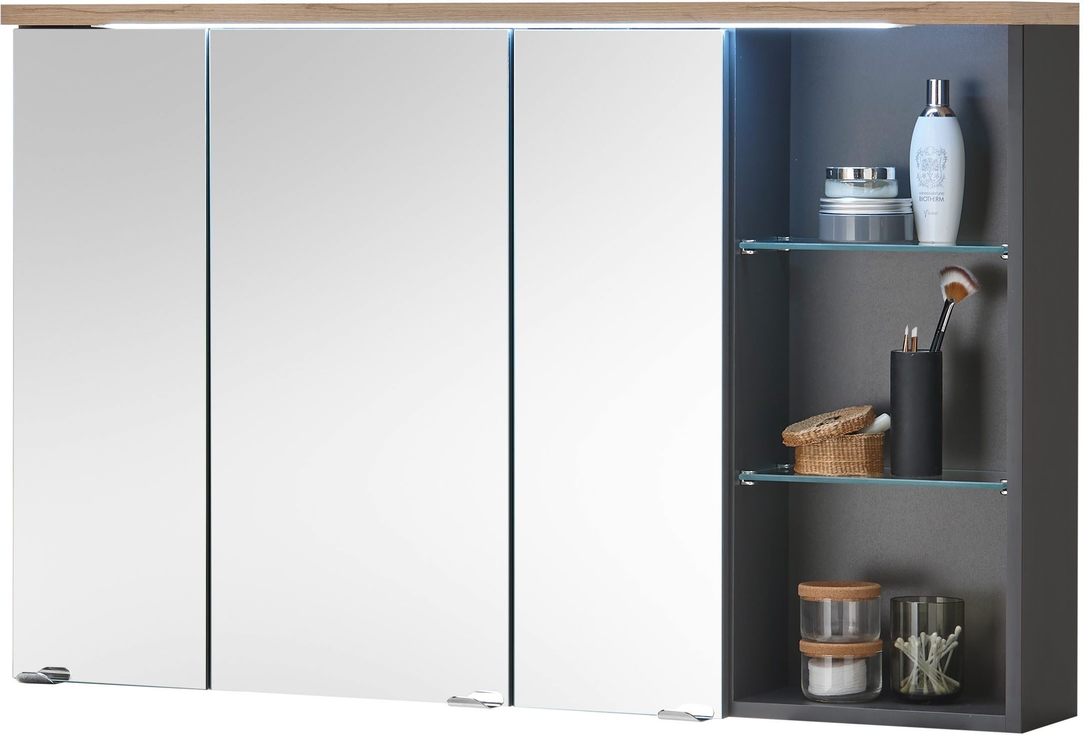 BASIC by Balculina Spiegelschrank Memphis, Badezimmerschrank BxHxT 110x70x22 (1-St) Breite 110 cm, Tür L/R montierbar, Softclose