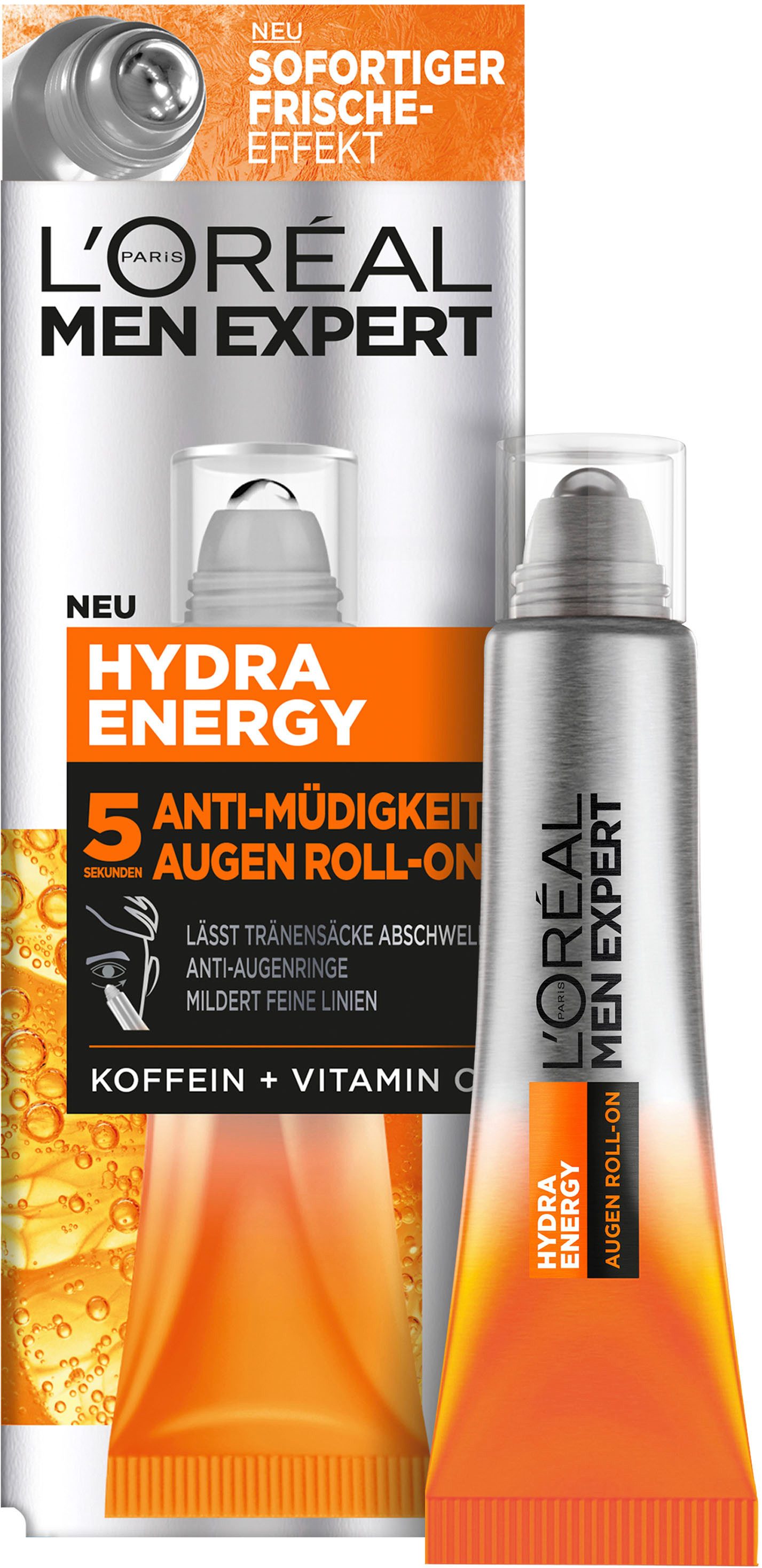 L'ORÉAL PARIS MEN EXPERT Augen-Roll-on Hydra Energy Anti-Müdigkeit, mit Active-Gel-Formel