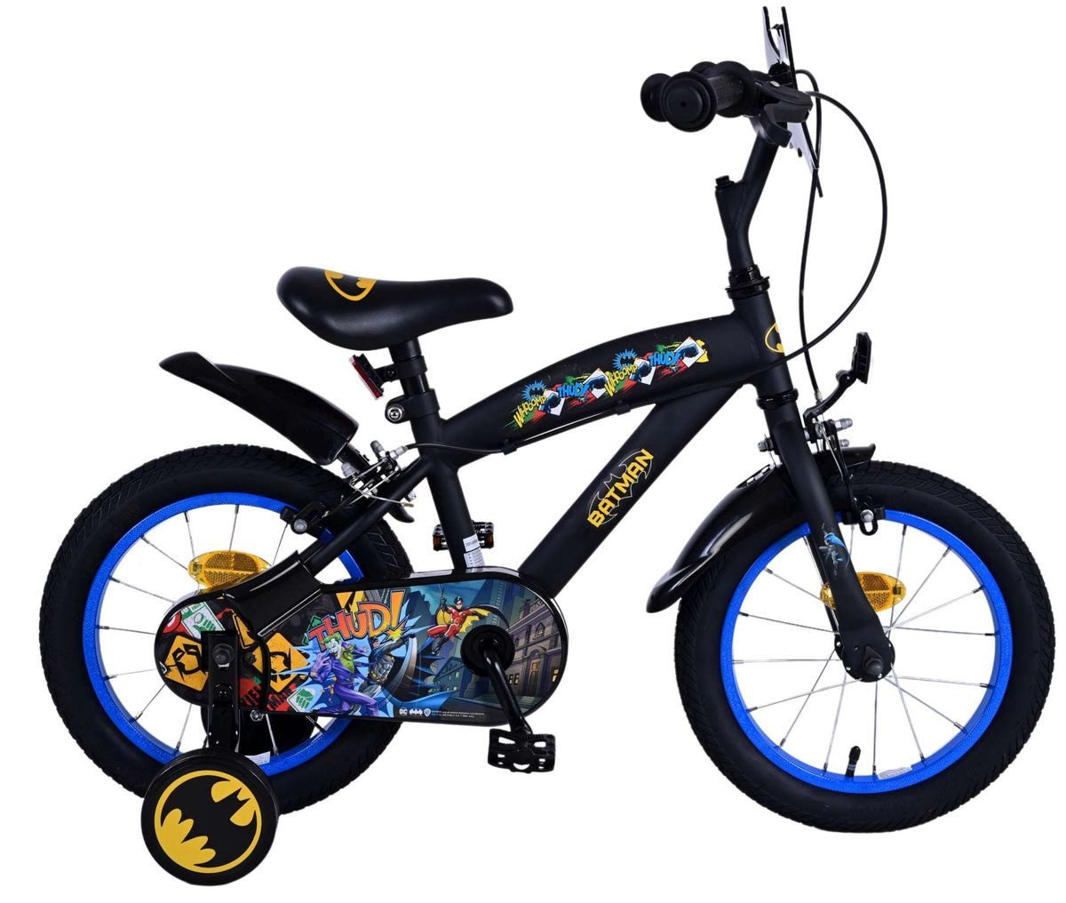 Volare Kinderfahrrad 14" 14 Zoll Kinder Jungen Fahrrad Rad Bike Kinderrad Batman 21531-SAFW, Stützräder, Kettenschutz, Schutzbleche
