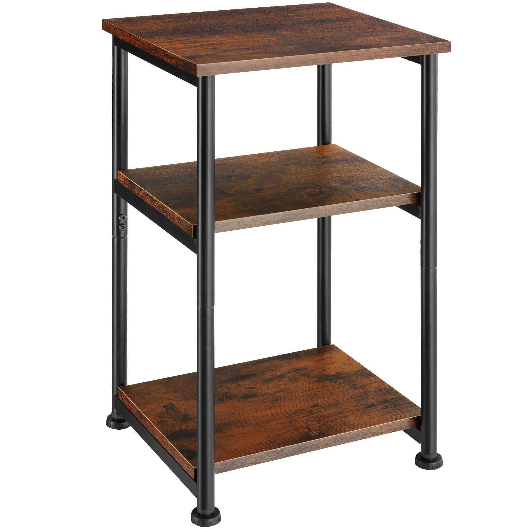 tectake Beistelltisch Couchtisch Memphis 34x30x59cm (1-St., 1 tlg), Handlicher Beistelltisch mit drei Ablagen im rauen Fabrik-Look