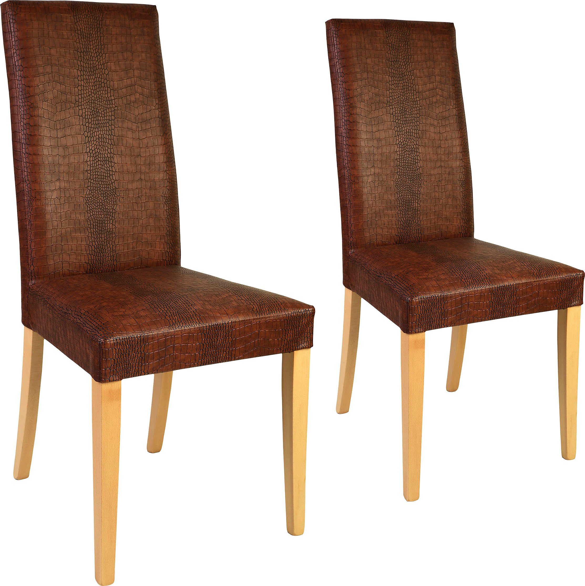 Home affaire Polsterstuhl Java (Set, 2 St), Kunstlederbezug mit Animalprägung
