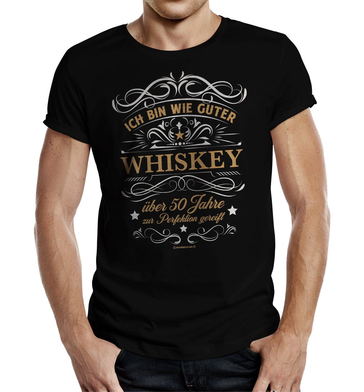 RAHMENLOS® T-Shirt Geschenk zum 50. Geburtstag - wie guter Whiskey 50 Jahre gereift