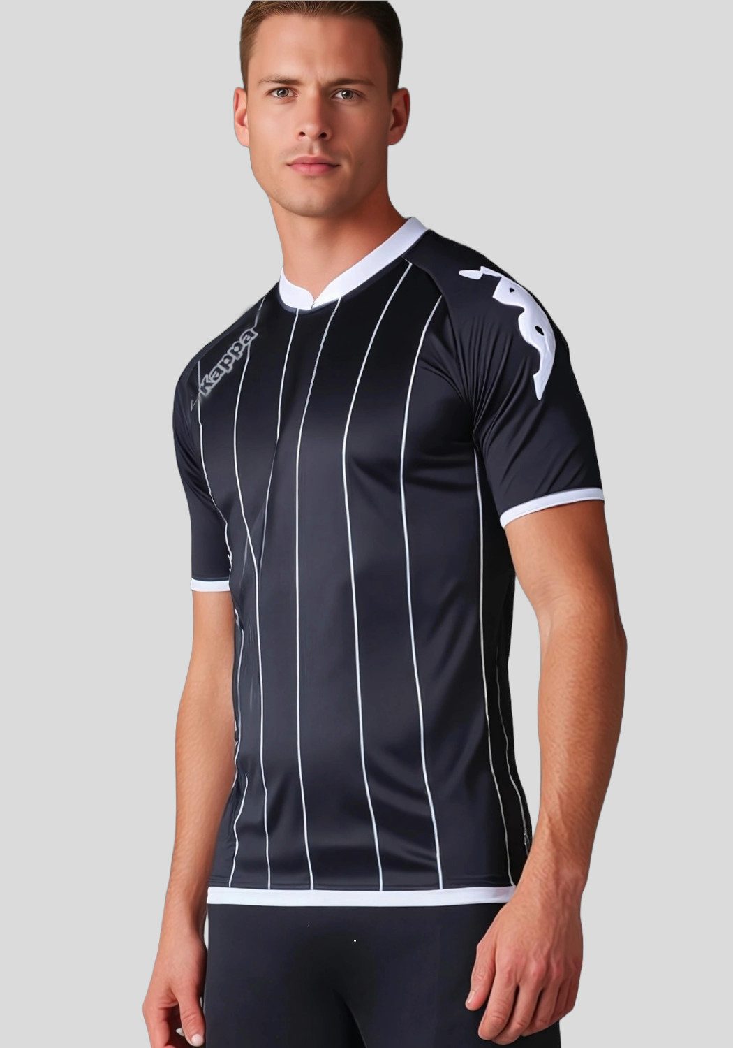 Kappa Fußballtrikot Arezzo Trikot Sportshirt mit Längsstreifen und Kontrasteinfassungen