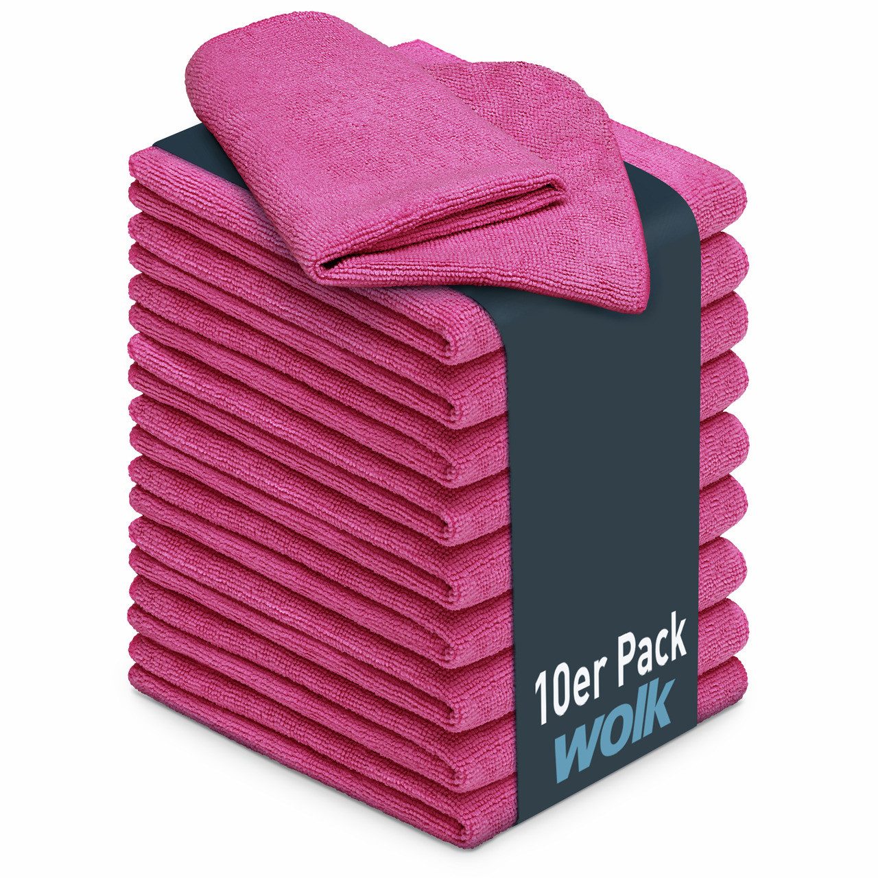wolk Universaltuch (fusselfrei und frotteeartig) Mikrofasertuch (Polyester, 40x40 cm, 10er-Set, hygienisch auf 90° waschbar)