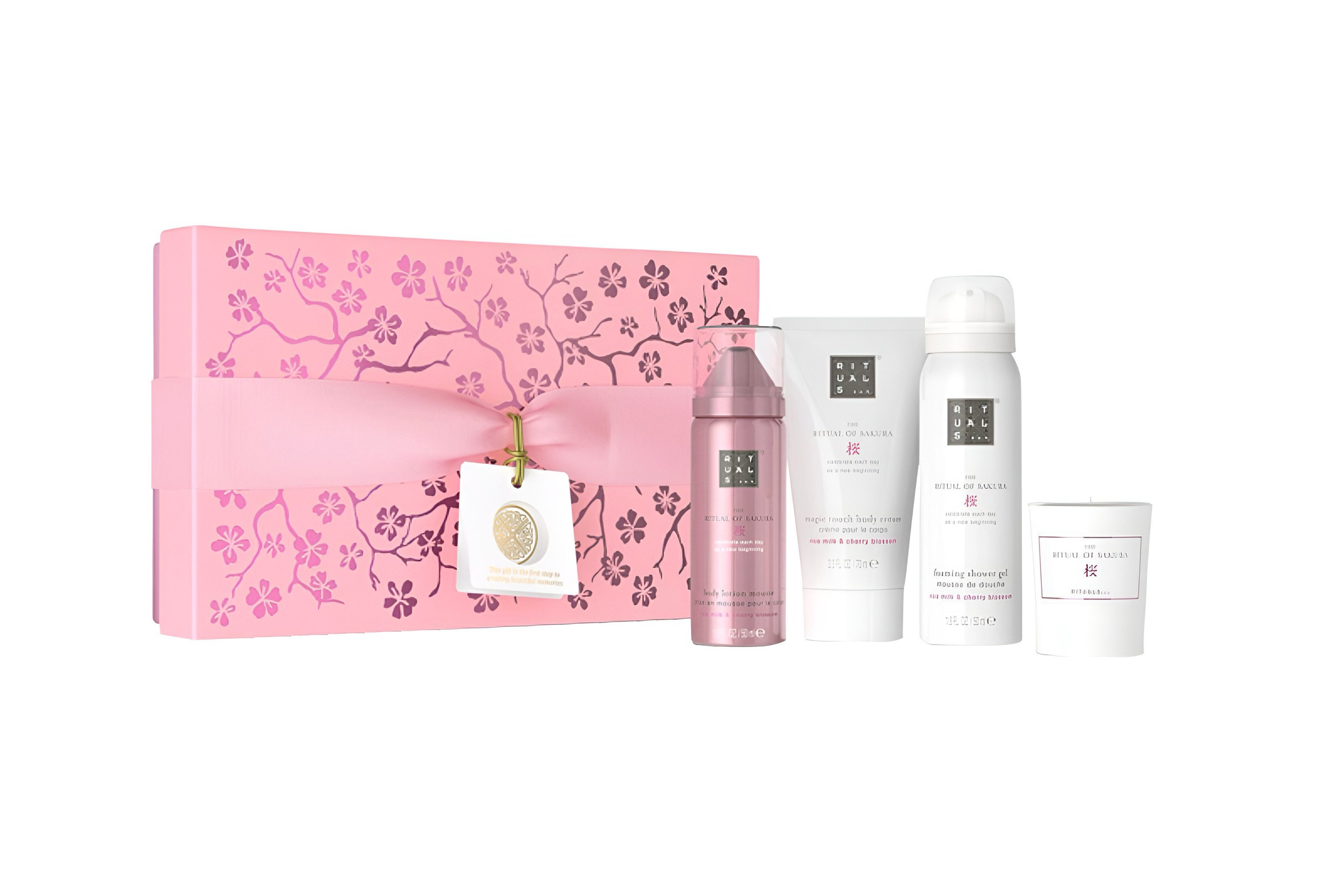 Rituals Pflege-Geschenkset The Ritual of Sakura S für Damen Duschschaum, Peeling, Duftkerze Pflege-Set, 5-tlg., Luxuriöses Pflege-Set mit Kirschblüten- und Reismilchduft