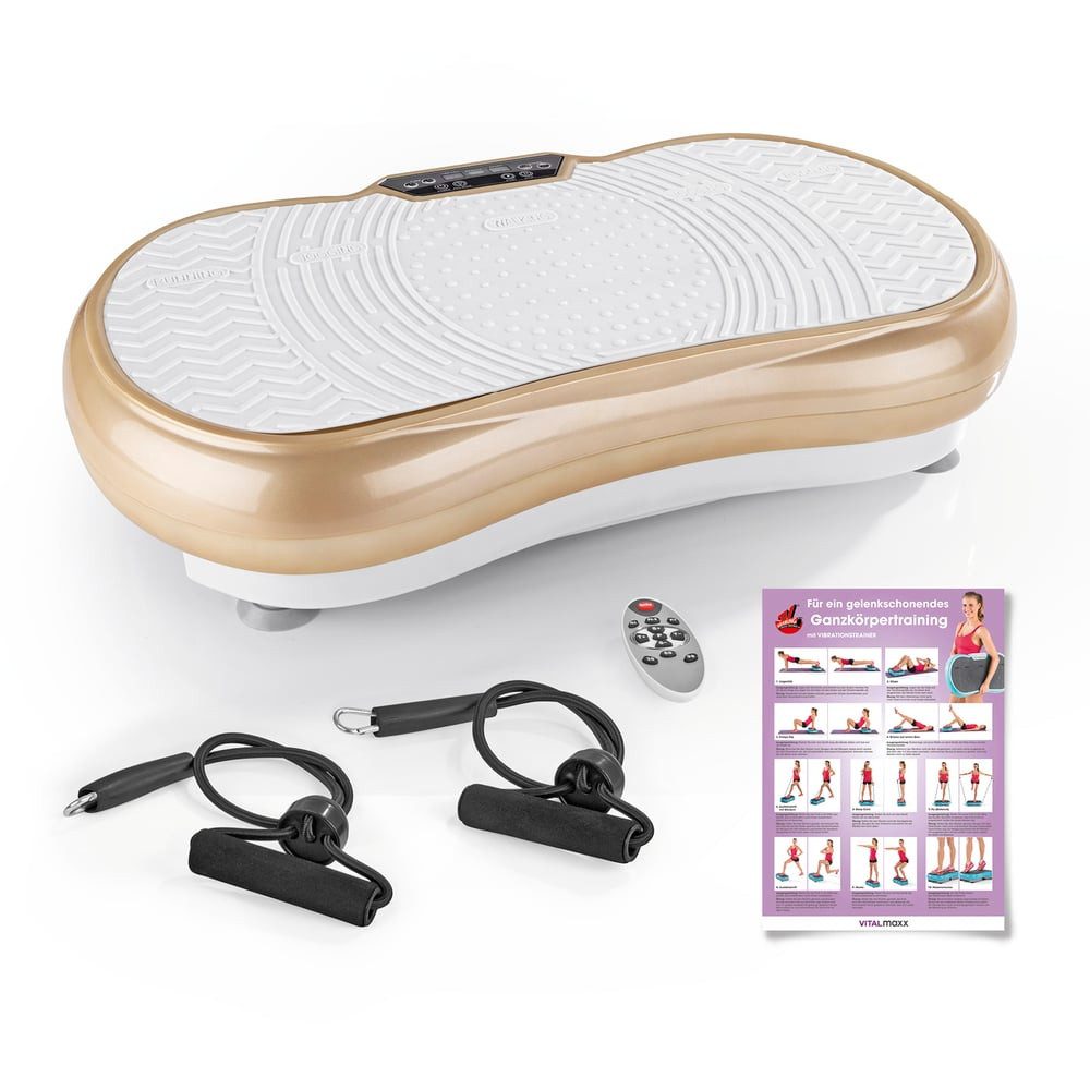 VITALmaxx Vibrationsplatte Vibrationstrainer mit Expanderbändern Ganzkörpertraining, 99 Vibrationsstufen Muskelaufbau Fett verbrennen Body Balance Workout