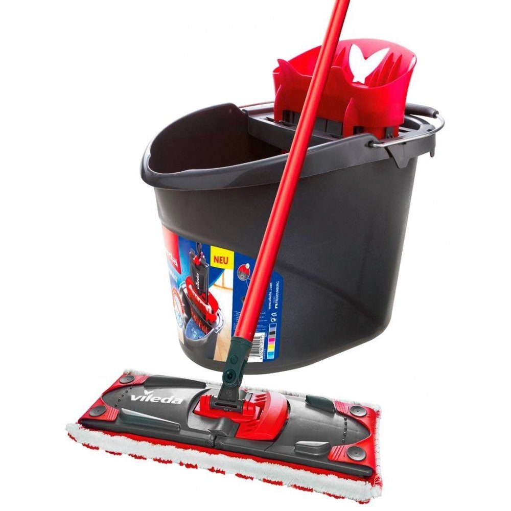 Vileda Wischmopp Wischer Ultramax 2 in 1 Komplettset - Bodenwischer - schwarz/rot