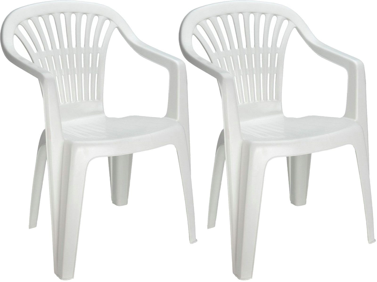 Progarden Stapelstuhl Gartenstuhl Balkonstuhl Bistrostuhl Campingstuhl 84x54x53cm Weiß (2 St), UV-Beständig, Robust, Wetterfest, Made in Italy, Hochwertig