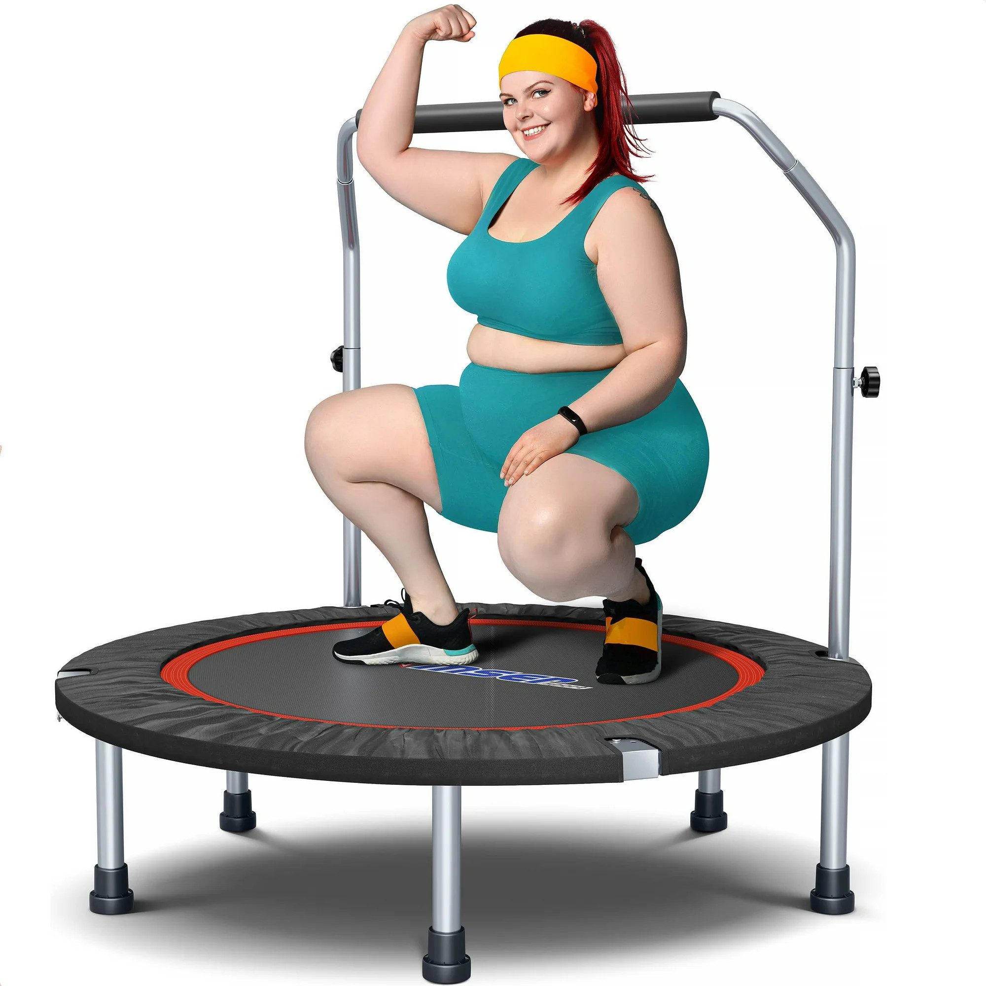 POPOLIC Fitnesstrampolin 121cm Stummes faltbares Trampolin,Übungs Fitness Trampolin, (1 tlg., für Kinder Erwachsene Innen-/Garten -Training Maxe Ladung 400 lbs), Fitness -Rebounder Trampolin Bonus Tragbeutel Mini Trampolin