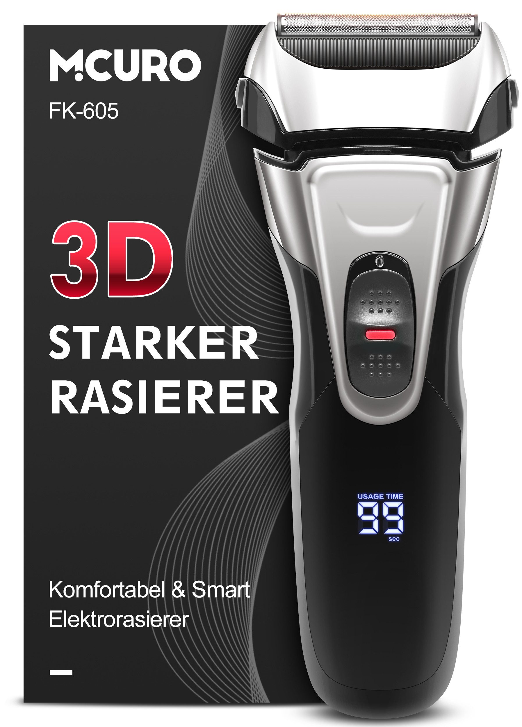 MCURO Elektrorasierer Travel Shaver, Kabelloser Bartschneider für Herren, ideal für Reisen, zum Schneiden von Haaren und Bart, kompakt, tragbar