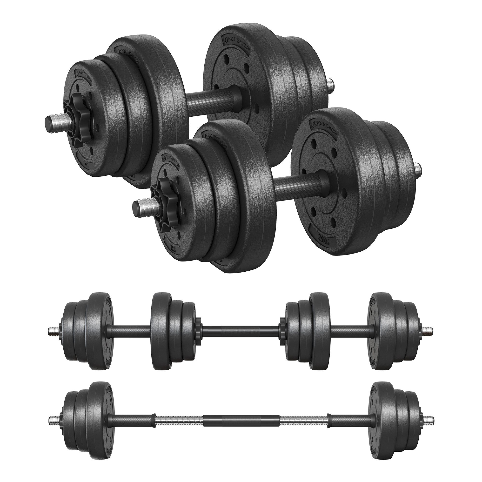 SONGMICS Hantel-Set, 2-in-1-Kurzhantel, 2x10/15 kg, für Zuhause, 1 Paar