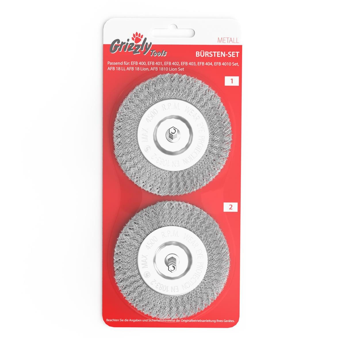 Grizzly Tools Fugenbürste Fugenbürste 2er-Set Blistervpackung Metall für EFB 400, EFB 401, für Elektrische Reinigunsbürsten, (2 Stück, 2-tlg)