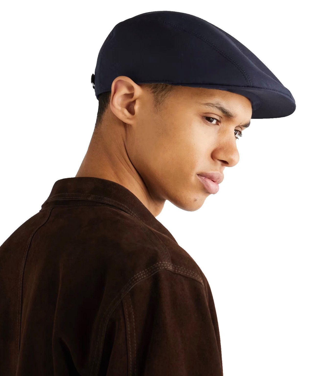 BRUNELLO CUCINELLI Schiebermütze Mütze Cap Schurwoll-Twill (Super 120s) mit Kaschmirfutter Verstellbarer Lederriemen mit Metallschnalle